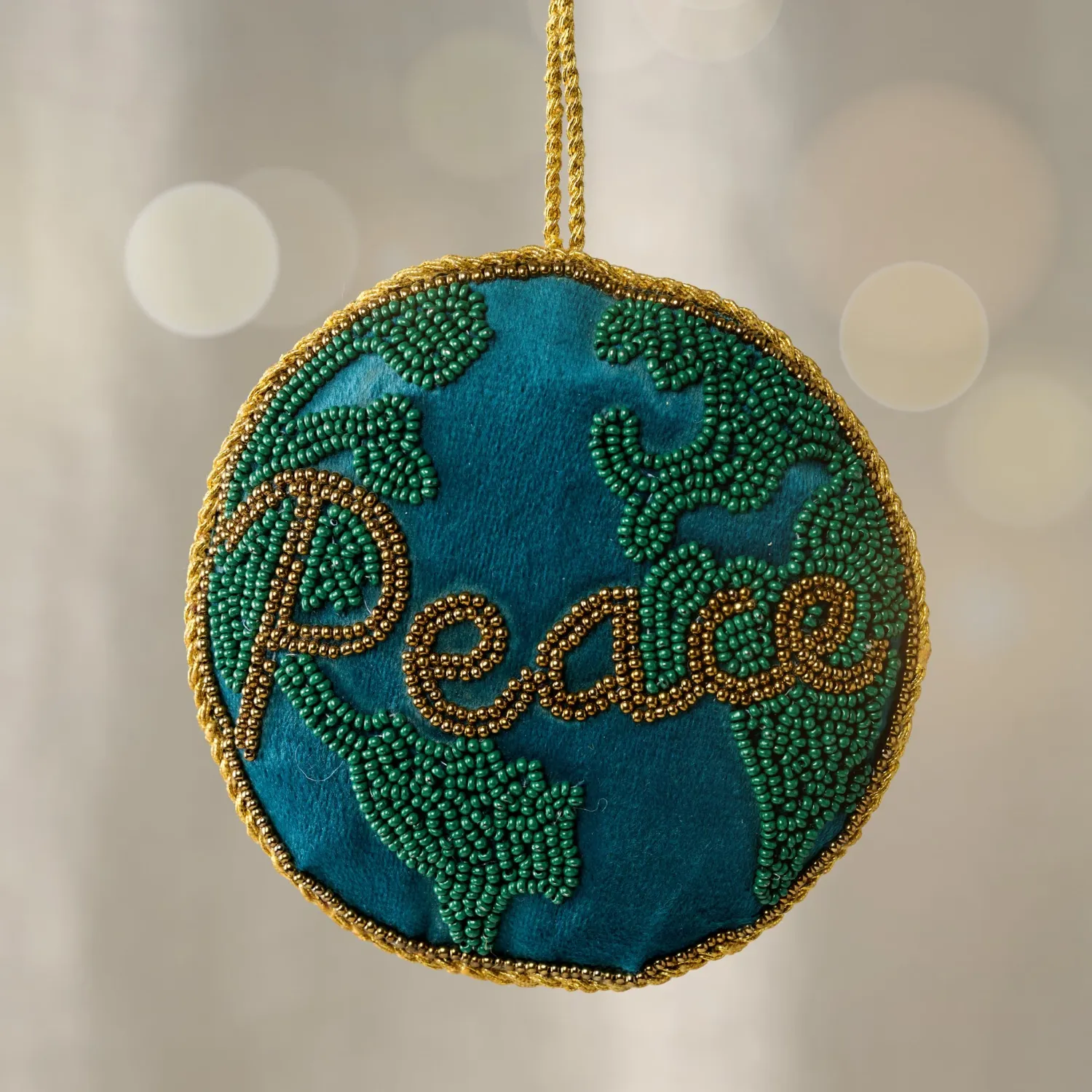 Embroidered Peace on Earth Ornament
