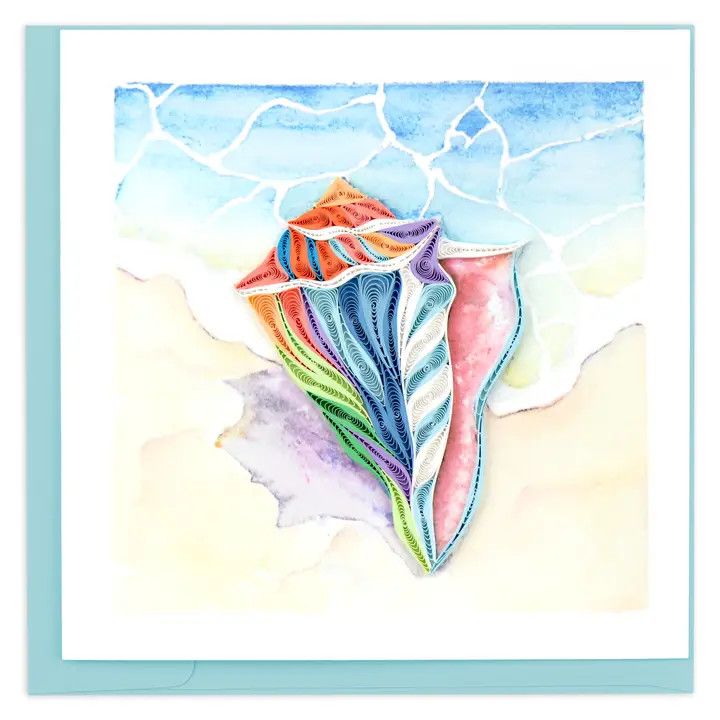 Rainbow Conch Shell Quilled Card