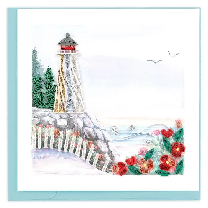 Lighthouse Cliff Quilled Card