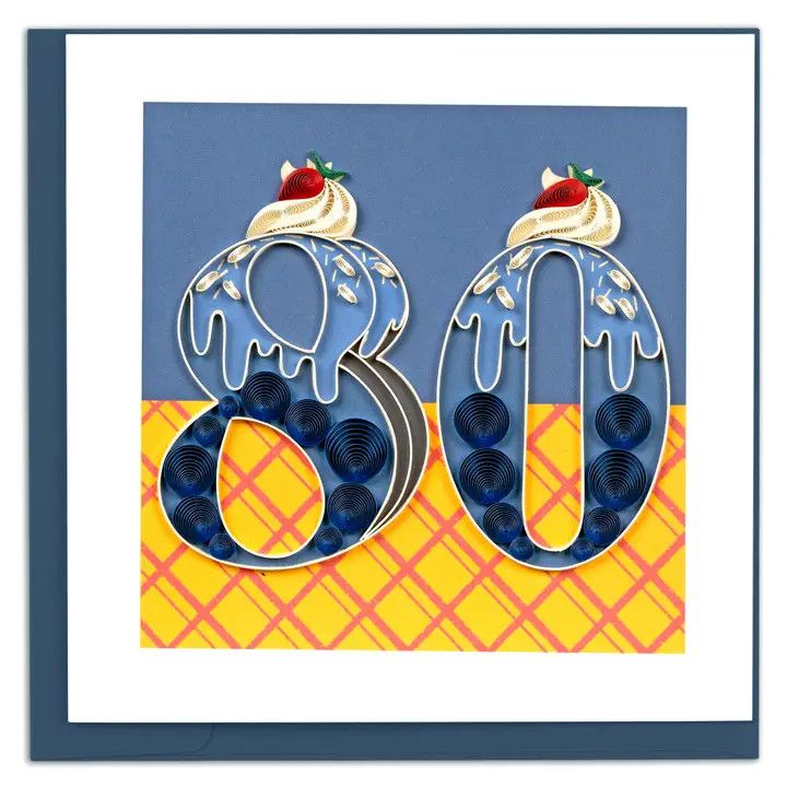 80th Birthday Quilled Card