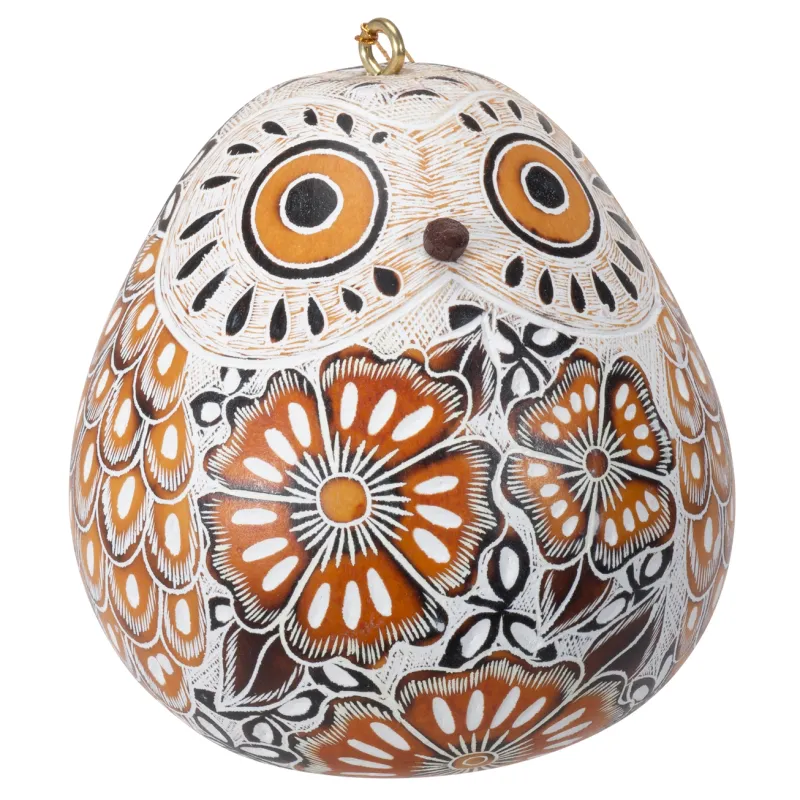 Gourd Snowy Owl Ornament