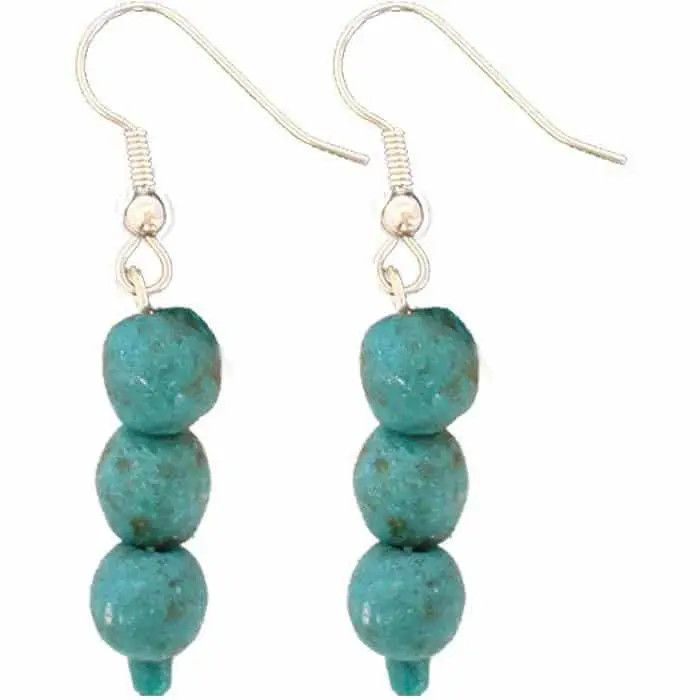 Recycled Glass Pearl Drop Earrings Teal