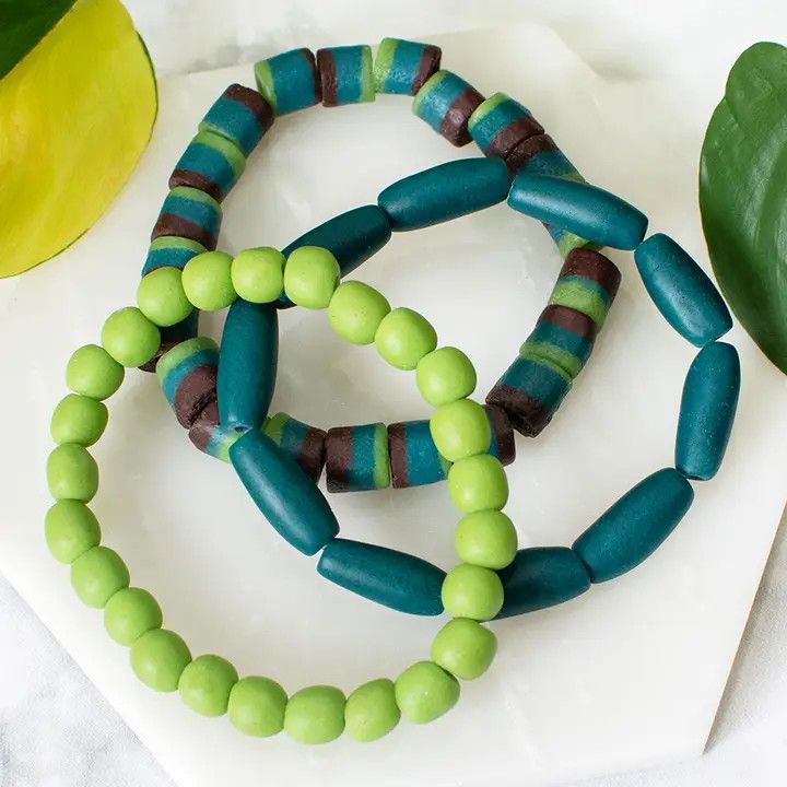 Recycled Glass Manye Stacking Bracelets Set of Three