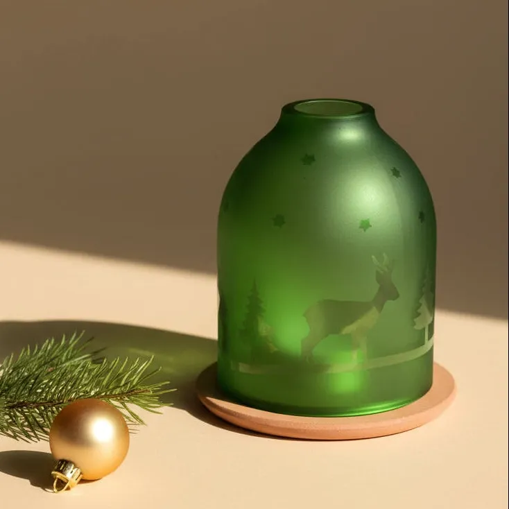 Green Deer Upcycled Glass Lantern