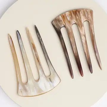 Fan 4-Prong Horn Hair Pin