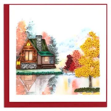 Cozy Autumn Cabin Quilled Card