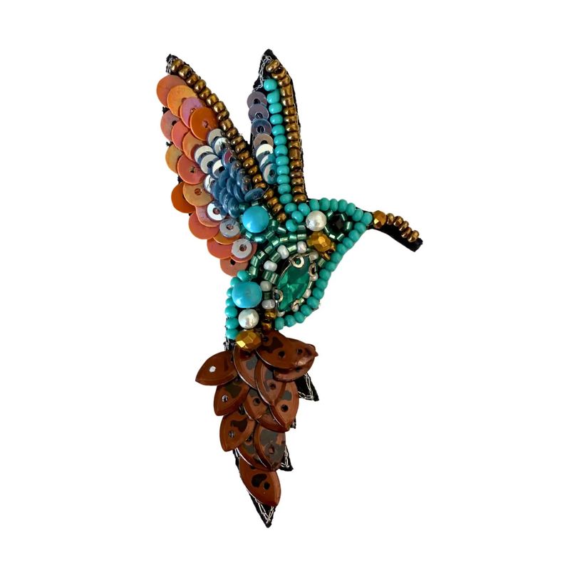 Beaded Hummingbird Brooch