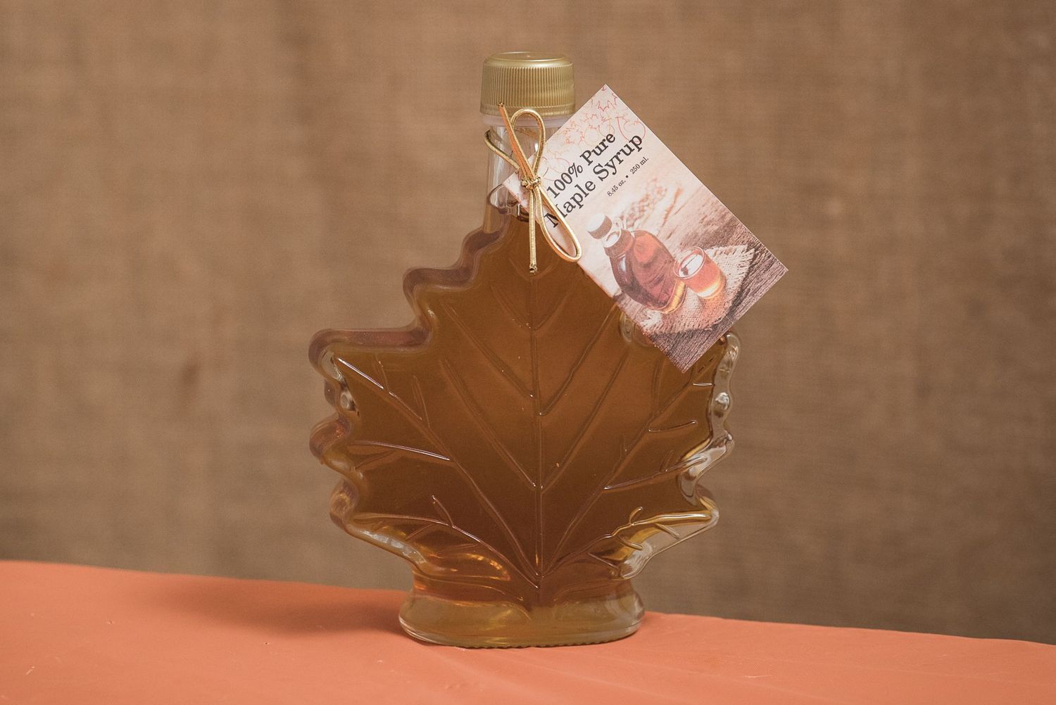 Pure NYS Maple Syrup - Maple Leaf Glass Bottle