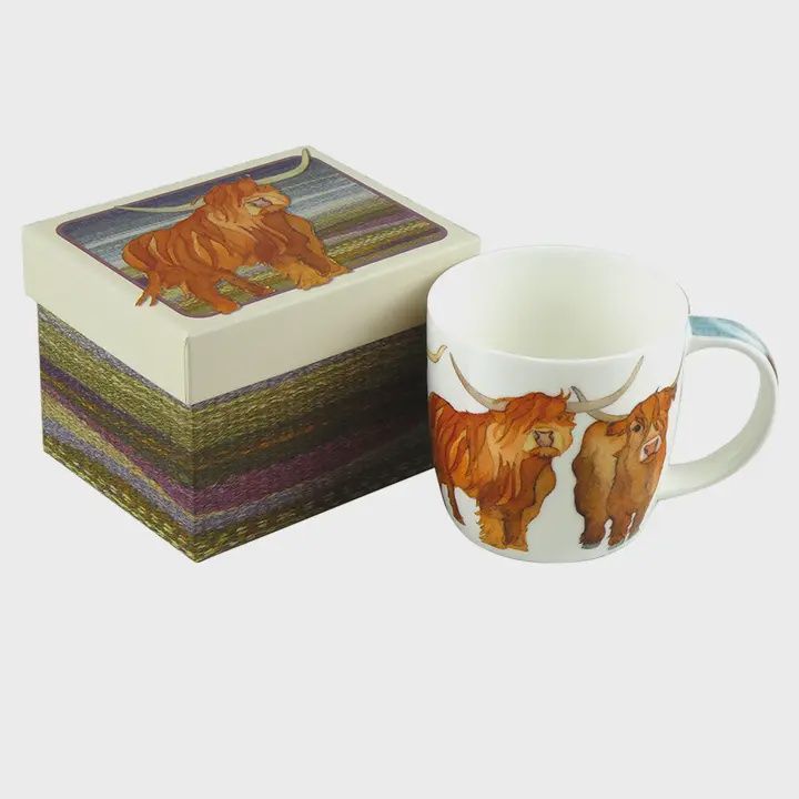 Bone China Mugs, Theme: Highland Cow