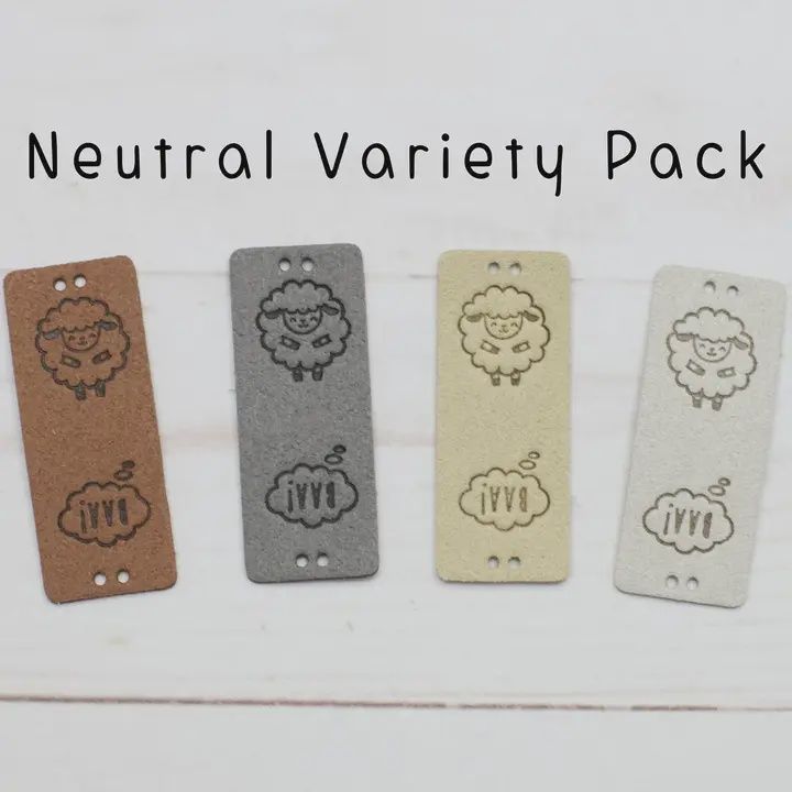 Faux Leather Fold Over Tags, Color name/Number: Baa Sheep/Neutral