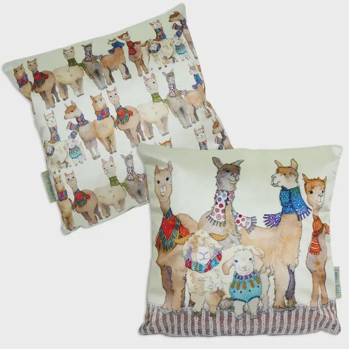 Velvet Cushion Cover, Theme: Alpaca &amp; Friends