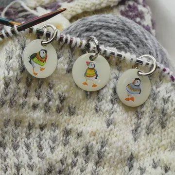 Emma Ball Stitch Markers, Theme: Wooly Puffins