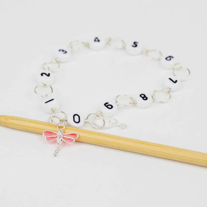 Pink Dragonfly Row Counter Circle, Size: Small up to US 4/E Hook