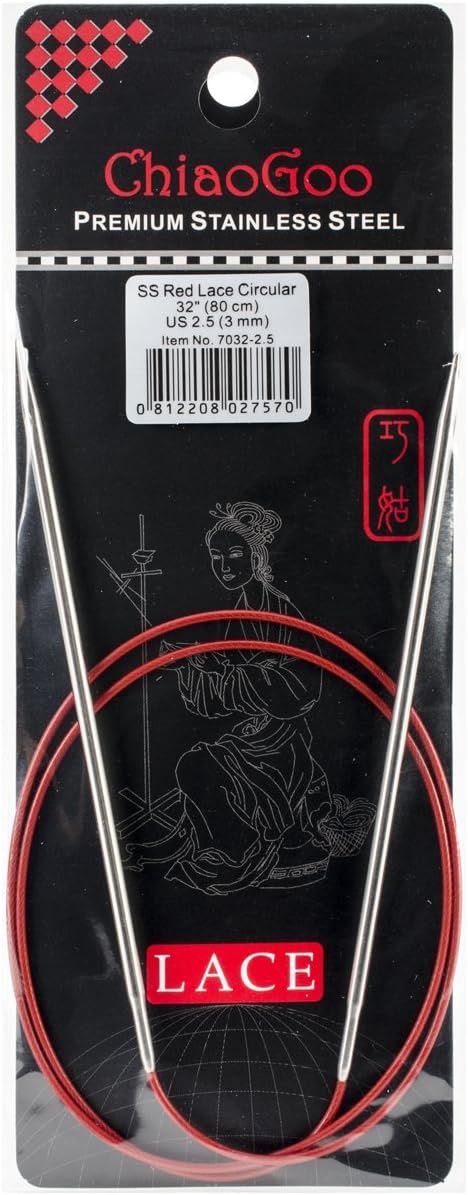 Red Lace Circular Needles, Length: 40", Size: US 00