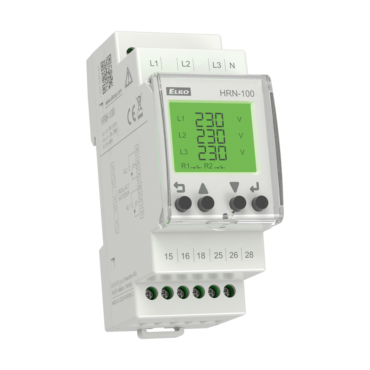 HRN-100, 3-phase multifunction voltage monitoring relay HRN, 2CO, 155..500V, LCD display