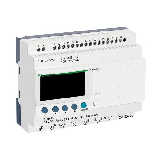 SR3B261FU, Modular smart relay SR3, clock, display, 26 I/O, 100..240V AC