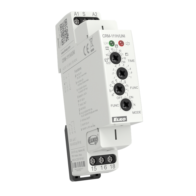 CRM-111H/UNI, Multifunction timer relay CRM, memory, 50ms..30days, 1CO, 12..240V AC/DC