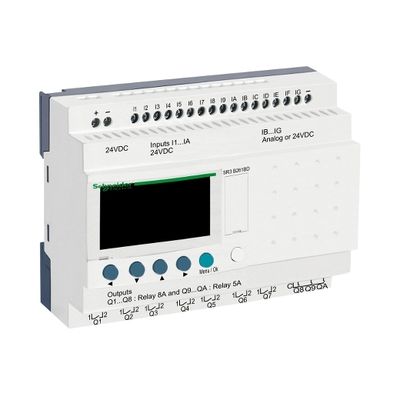 SR3B261BD, Modular smart relay SR3, clock, display, 26 I/O, 24V DC