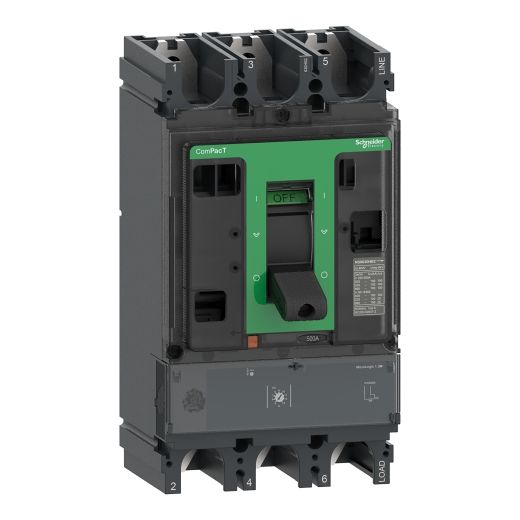 C63N31M500, MCCB, ComPacT NSX630N, 50kA/415VAC, 3 poles, MicroLogic 1.3 trip unit 500A