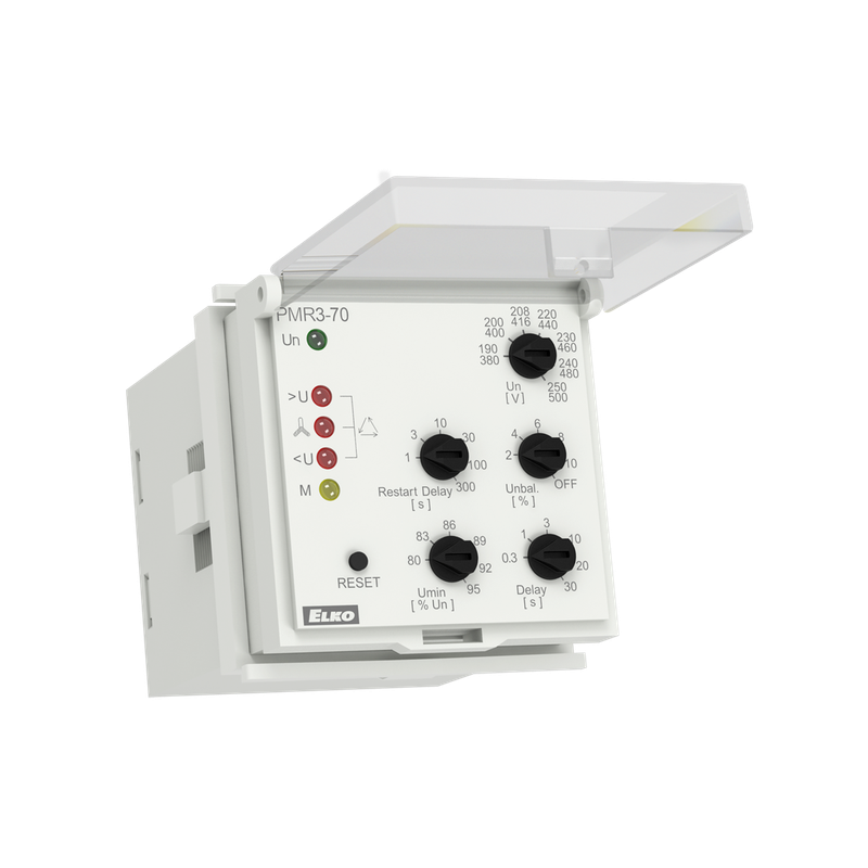 PMR3-70, 3-phase voltage monitoring relays PMR3, 1CO, 0.3..30s, 190..500V, adjustable, plug in