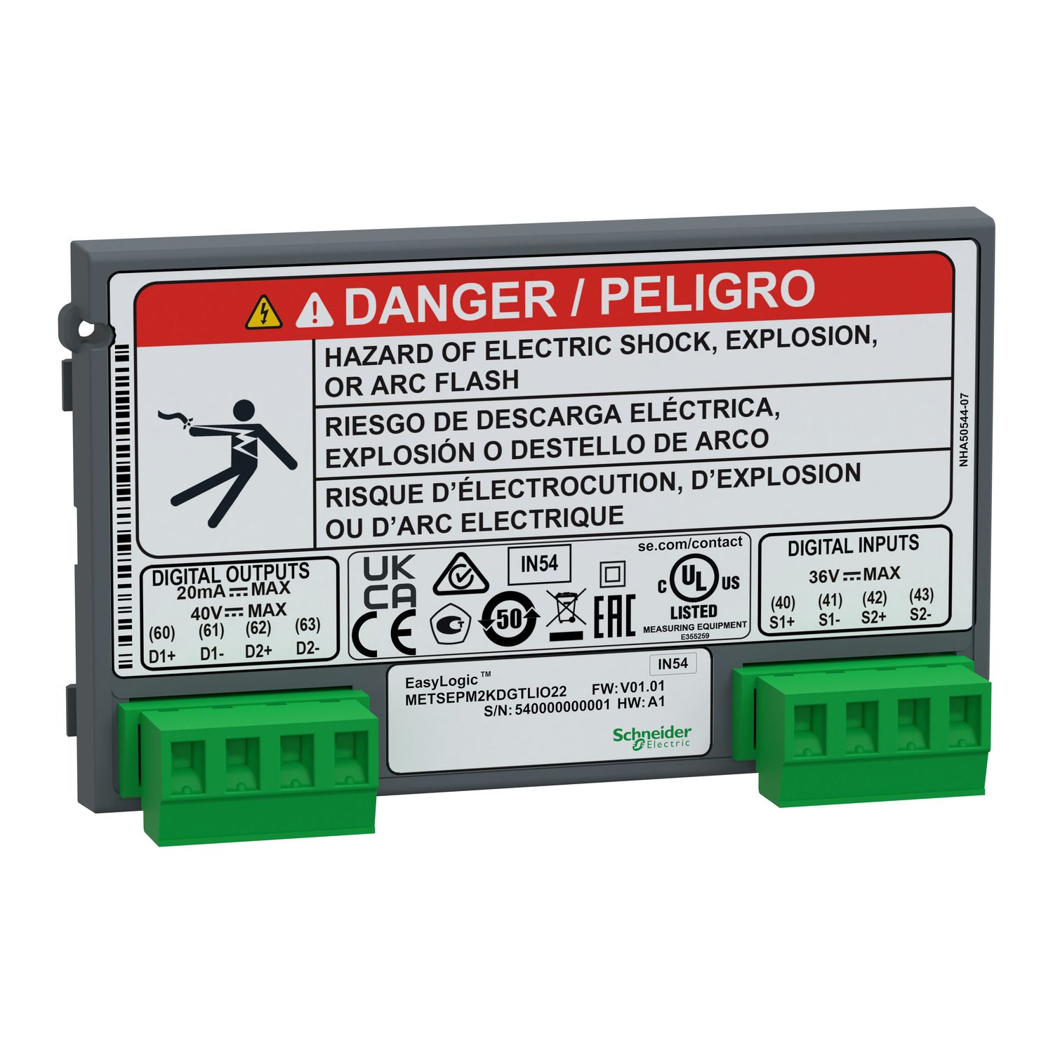 METSEPM2KDGTLIO22, Power meter EasyLogic PM2X30, I/O Module, 2DI+2DO