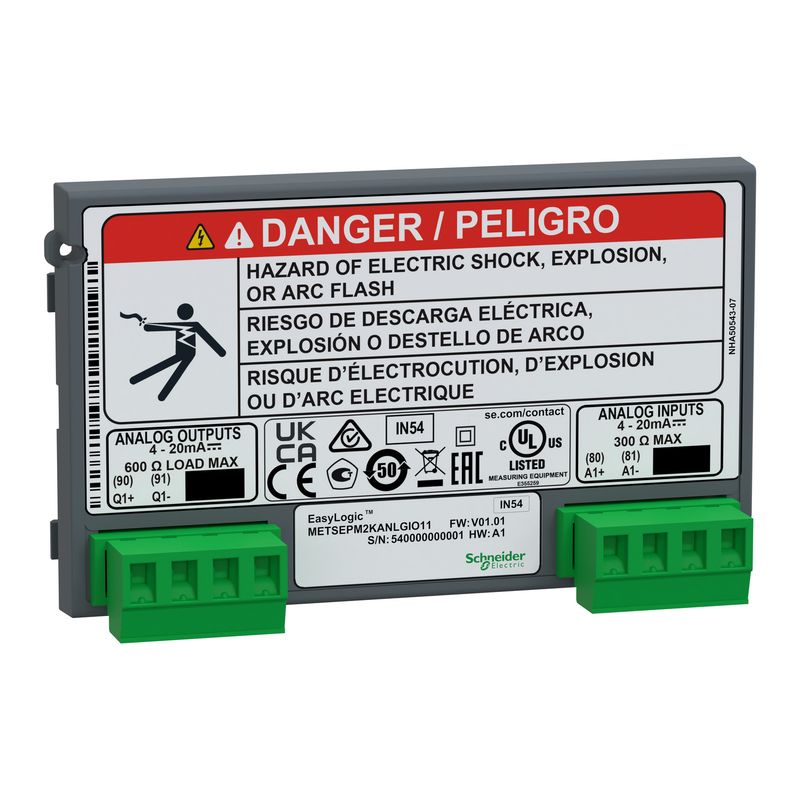 METSEPM2KANLGIO11, Power meter EasyLogic PM2X30, I/O Module, analogue, 1 input + 1 output