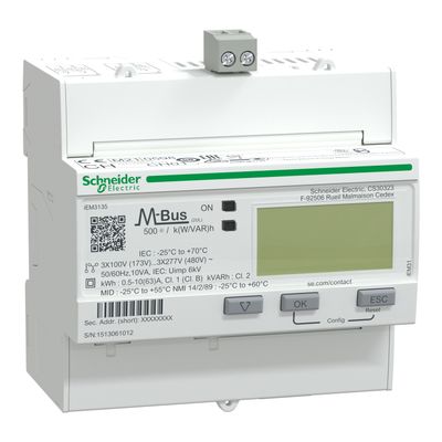 A9MEM3135, Energy meter iEM3135, 63A, M-bus, 1DI/1DO, multi-tariff