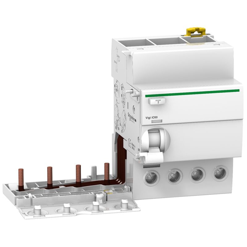 A9V41425, Vigi iC60, earth leakage add-on block, 4P, 25A, 30mA, AC type