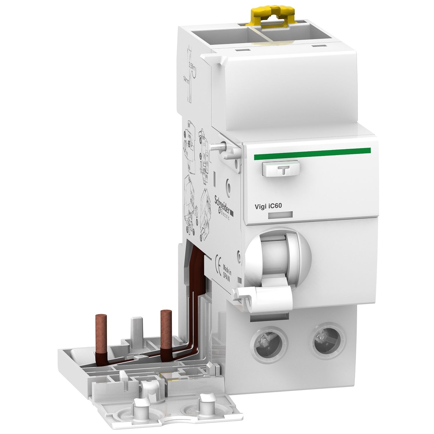 A9V44240, Vigi iC60, earth leakage add-on block, 2P, 40A, 300mA, AC type