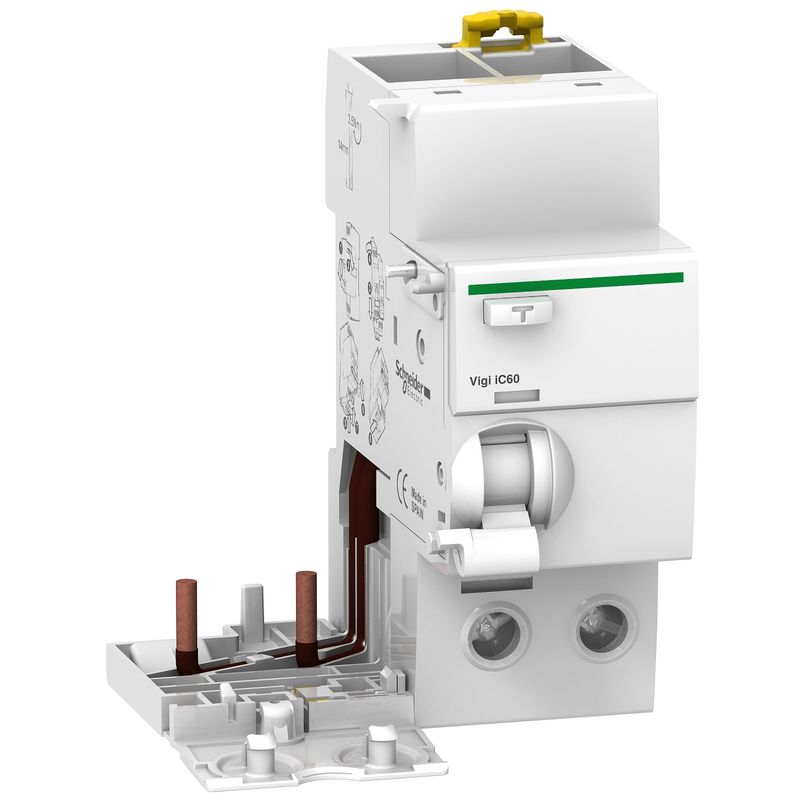 A9V44263, Vigi iC60, earth leakage add-on block, 2P, 63A, 300mA, AC type