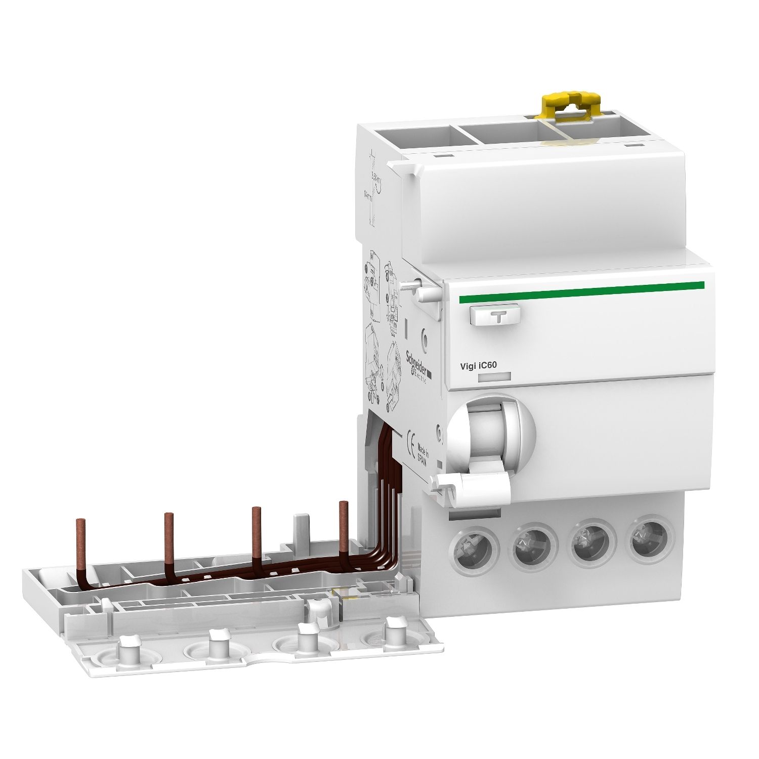 A9V44425, Vigi iC60, earth leakage add-on block, 4P, 25A, 300mA, AC type