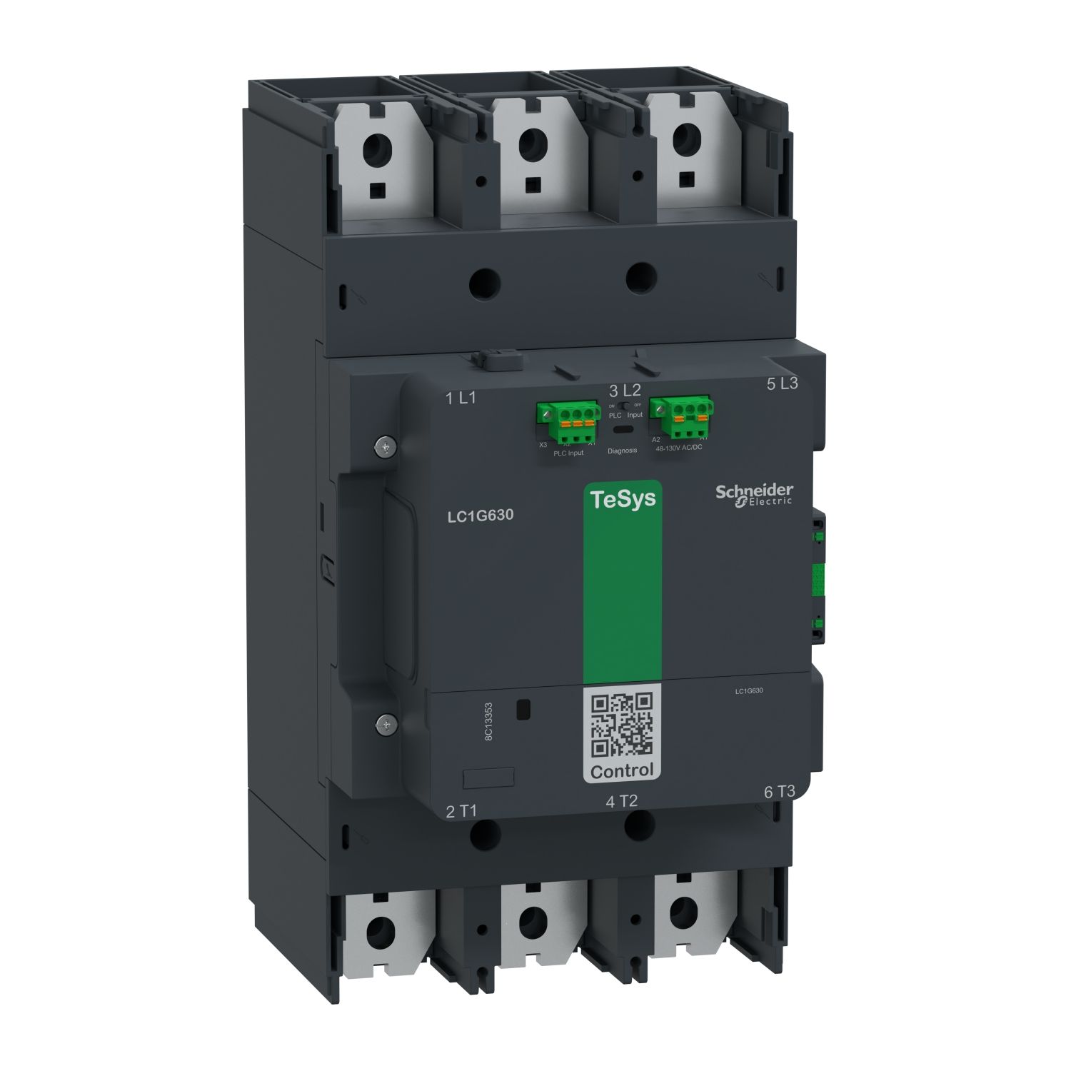 LC1G630LSEA, Contactor TeSys Giga, 3P(3NO), AC-3 <=440V, 630A, advanced, 200..500V  AC/DC coil