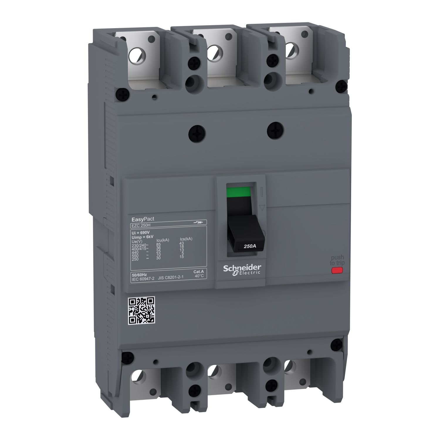EZC250H3225, MCCB, EasyPact EZC250H, 36kA/415VAC, 3 poles, TMD 225A