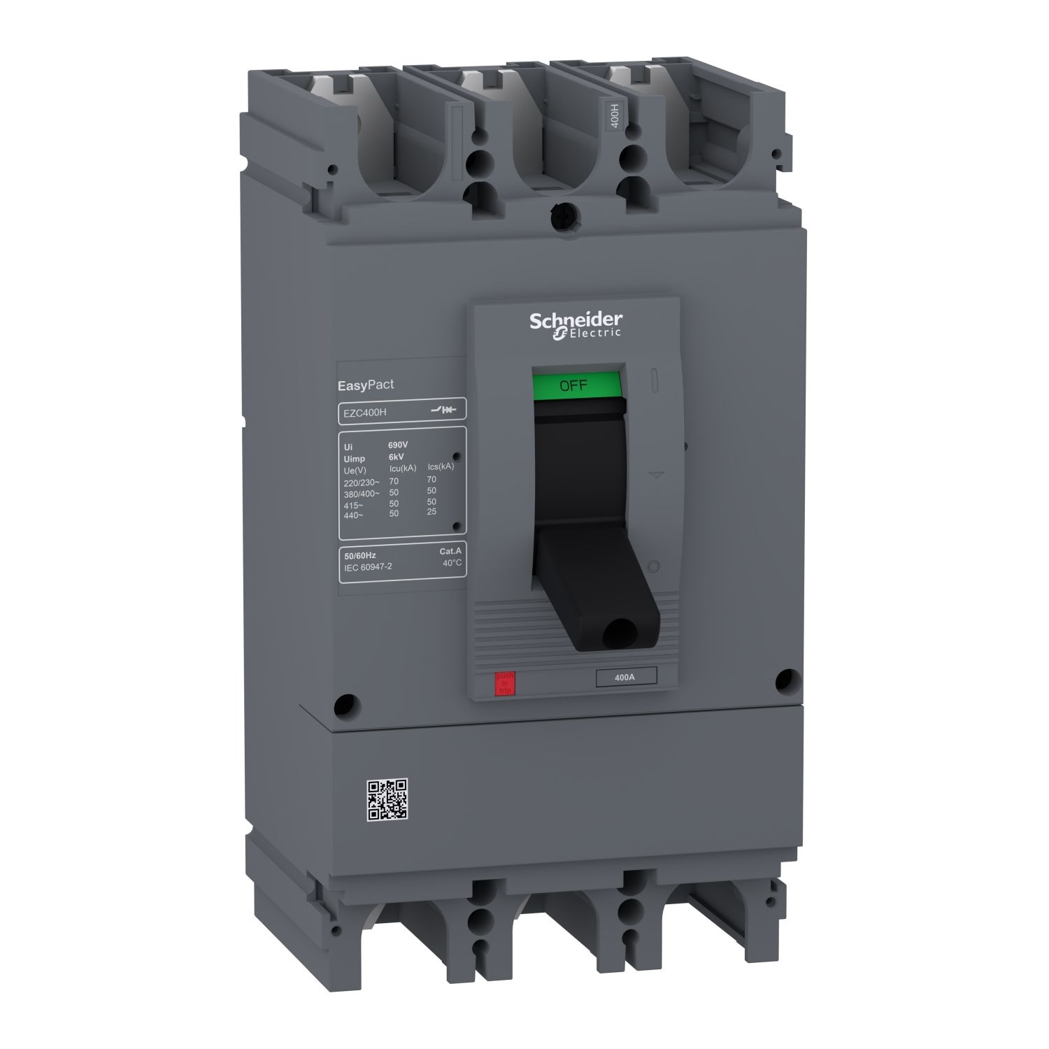 EZC400H3400N, MCCB, EasyPact EZC400H, 50kA/415VAC, 3 poles, TMD 400A