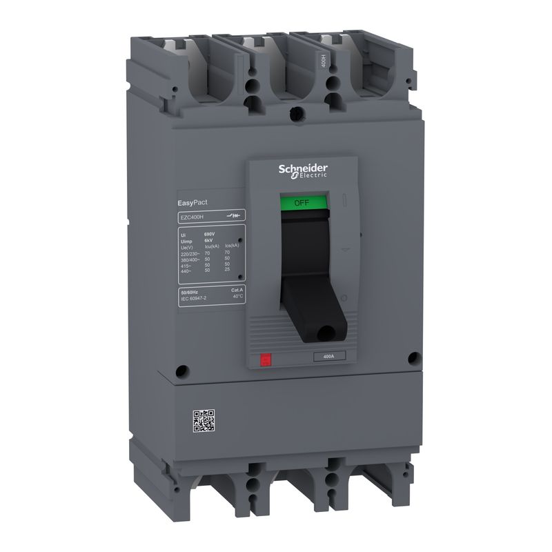 EZC400H3400N, MCCB, EasyPact EZC400H, 50kA/415VAC, 3 poles, TMD 400A