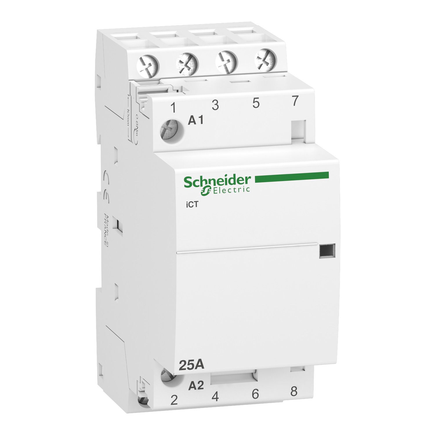 A9C20834, Contactor iCT, 4 poles, 4NO, 25A, 220..240V AC