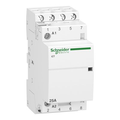 A9C20834, Contactor iCT, 4 poles, 4NO, 25A, 220..240V AC