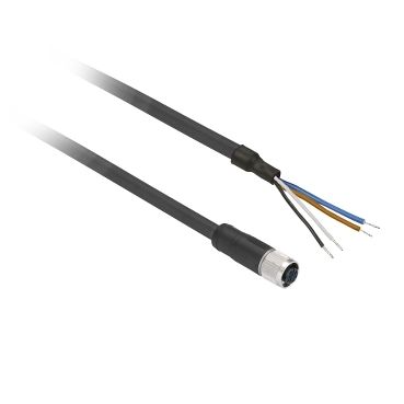 XZCP1141L5, Pre wired connectors XZCP, straight female, M12, 4 pins, cable PUR 5 m