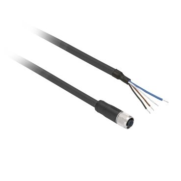 XZCP0941L5, Pre wired connectors XZCP, straight female, M8, 4 pins, cable PUR 5 m