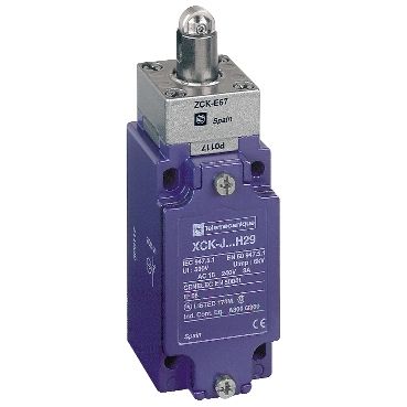 XCKJ167H29, Limit switch XCK, steel roller plunger reinforced, 1NC+1 NO, snap, M20