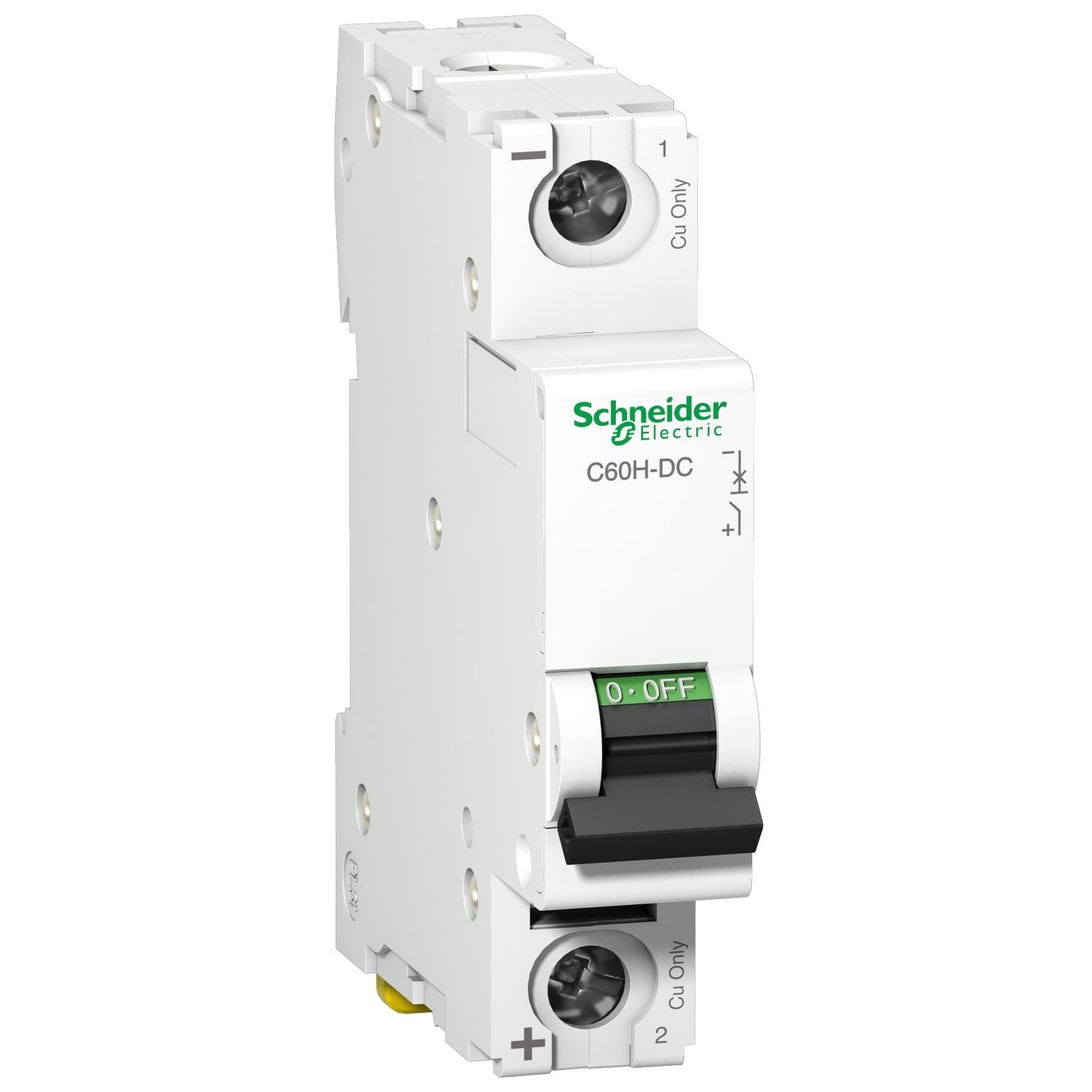 A9N61513, MCB, C60H-DC, 1P, 25A, C curve, 6kA/250V DC, (IEC/EN 60947-2)