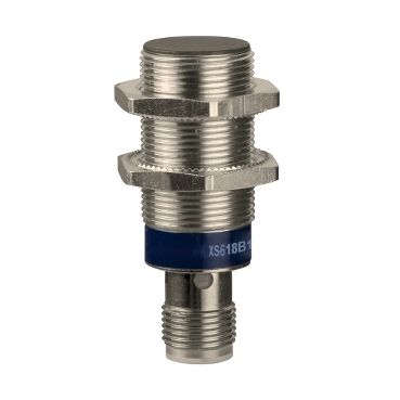 XS618B1PAM12, Inductive proximity XS6, M18, L74mm, brass, Sn=8mm, PNP, NO, 12..48V DC, M12