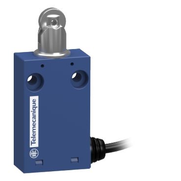 XCMH2102L1, Miniature limit switch XCMH, plastic, metal roller plunger, 1NC+1NO, snap, cable 1m