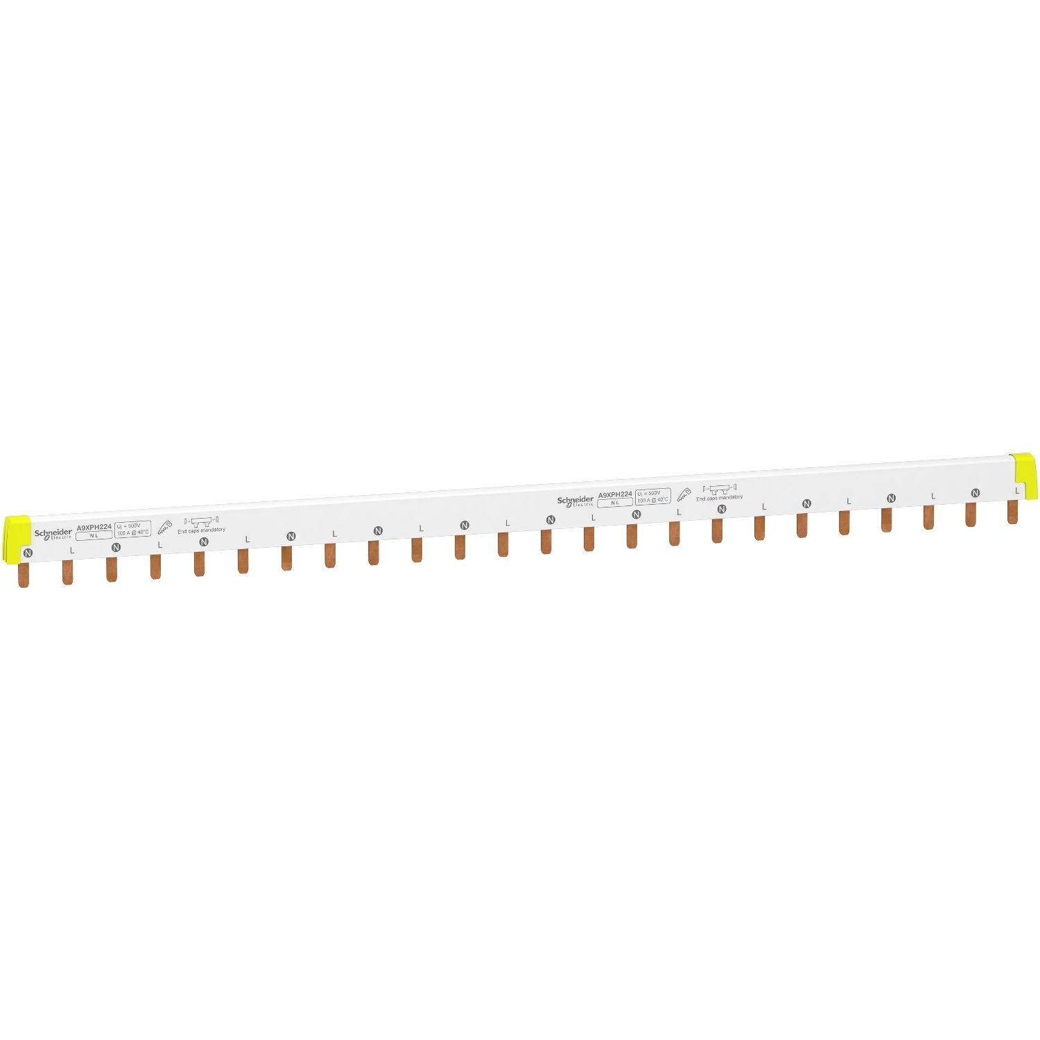 A9XPH224, Comb busbar A9X, 18mm pitch, 24 modules, 100A, 1L+N