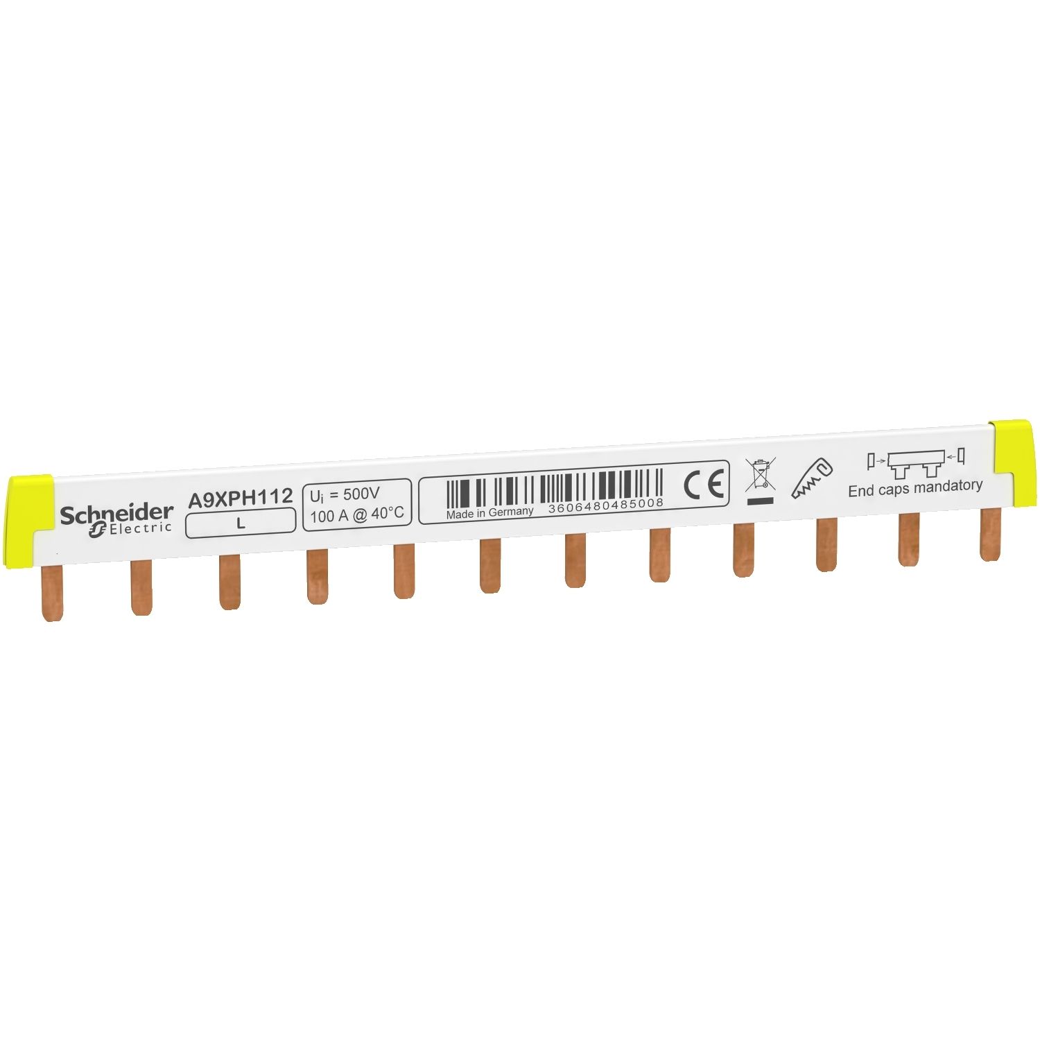 A9XPH112, Comb busbar A9X, 18mm pitch, 12 modules, 100A, 1L