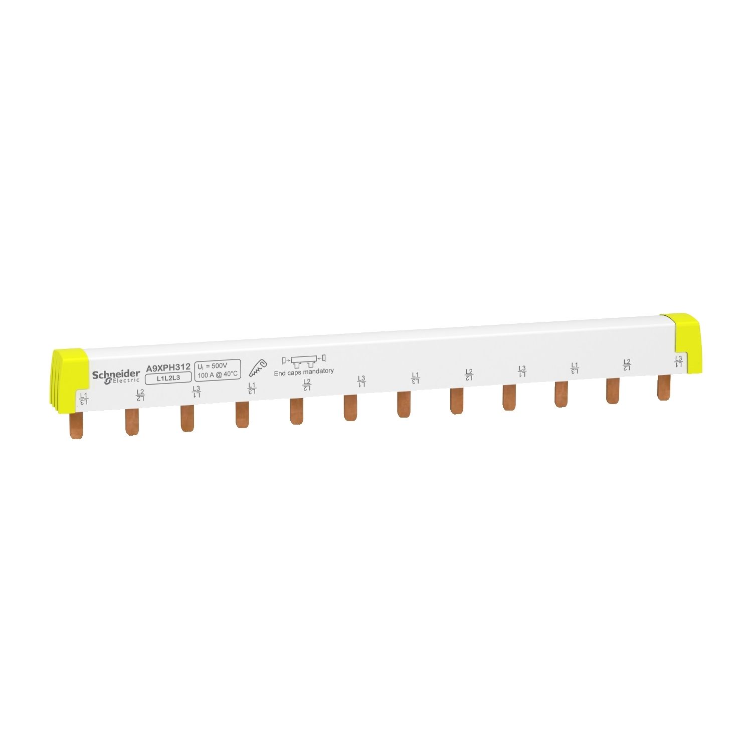 A9XPH312, Comb busbar A9X, 18mm pitch, 12 modules, 100A, 3L