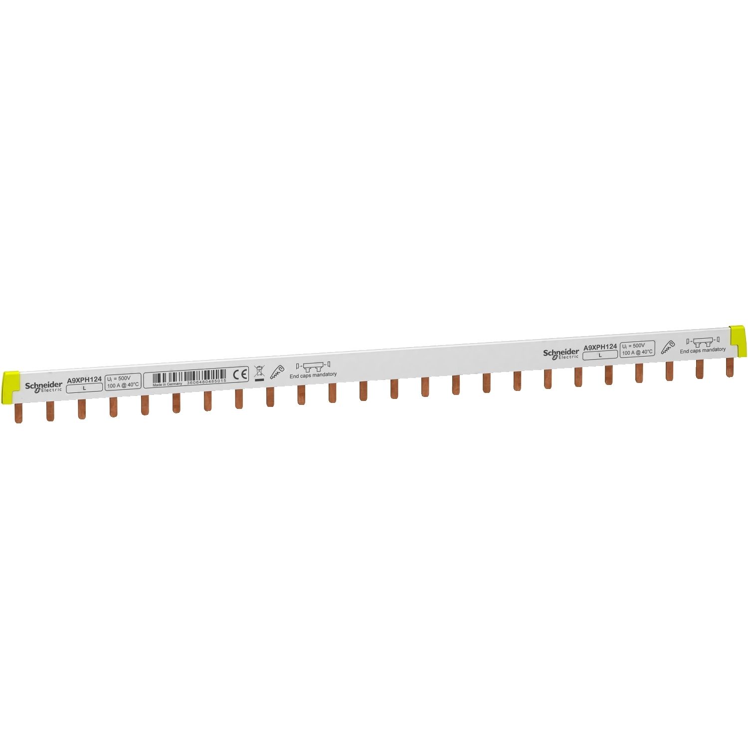 A9XPH124, Comb busbar A9X, 18mm pitch, 24 modules, 100A, 1L
