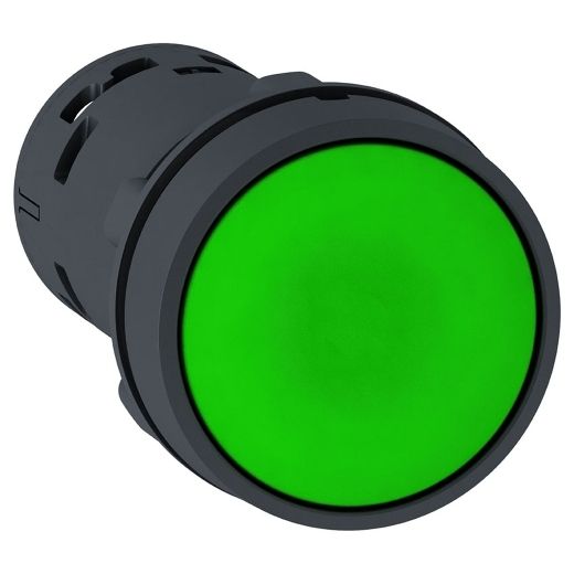 XB7NA31, Monolithic push button XB7, Ø22, plastic, green, spring return, 1NO