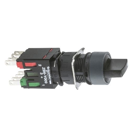 XB6AD225B, Selector switch XB6, Ø16,  round, plastic, 2 position, stay put, black, 1NO+1NC