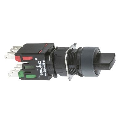 XB6AD225B, Selector switch XB6, Ø16,  round, plastic, 2 position, stay put, black, 1NO+1NC